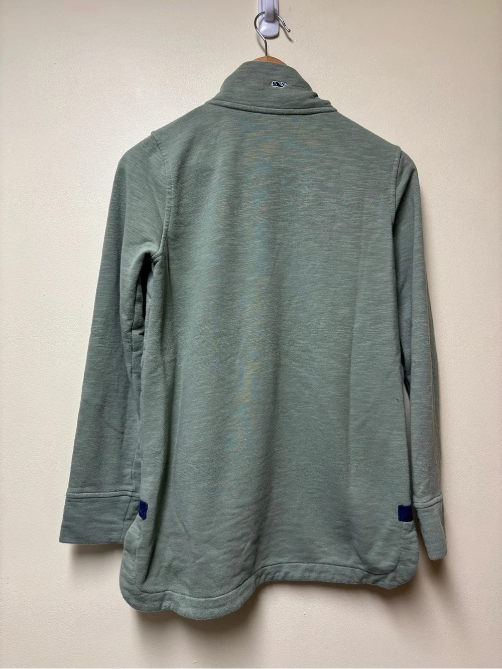 Vineyard Vines Pouch Pocket Slub Jersey 1/4 Zip Sweatshirt Sage Olive - Small - Picture 5 of 8